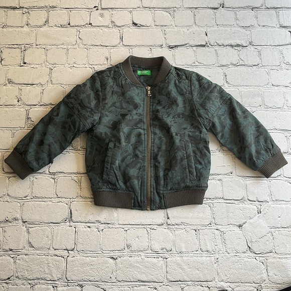 United Colors of Benetton little boy bomber jacket blue camouflage - Picture 2 of 6